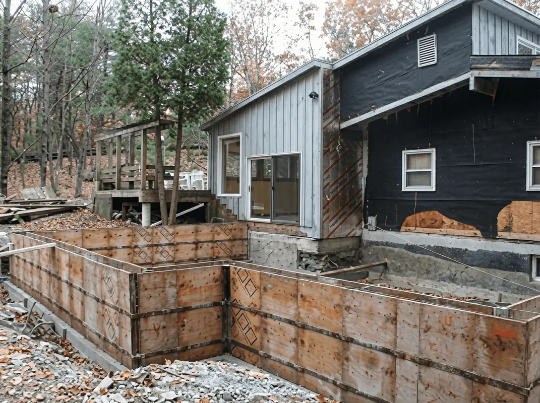Prepared site with foundation forms for home remodeling and addition project in Raleigh, NC